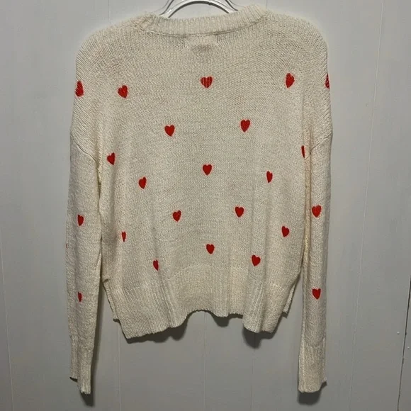 Sweet heart crewneck sweater creamy lightweight womens size small - Picture 5 of 8